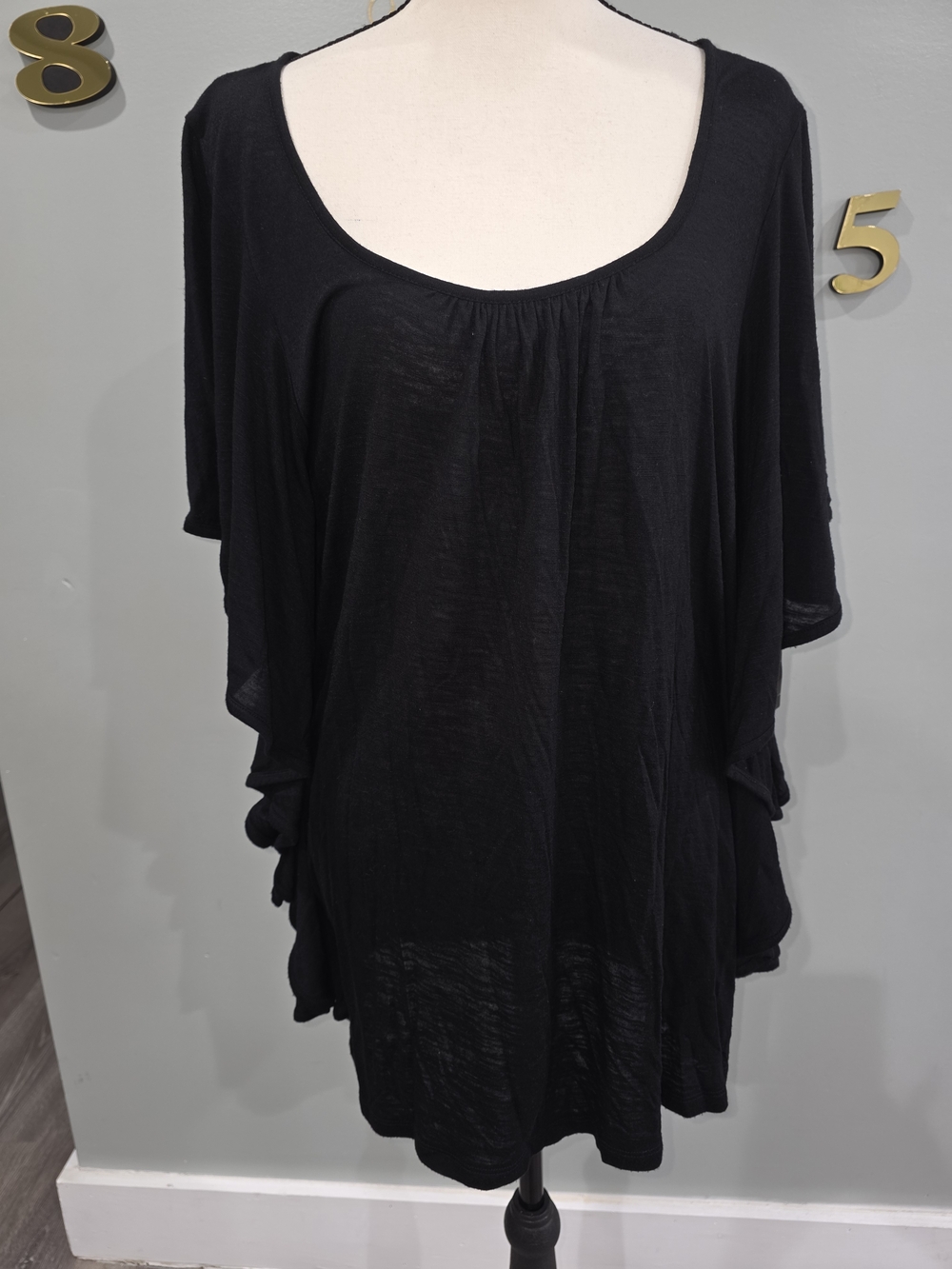 INC International Concepts Black Scoop-Neck Tunic Top